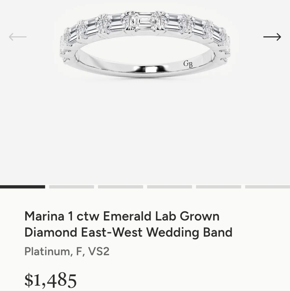 1ctw Lab Grown Diamond Platinum Band
